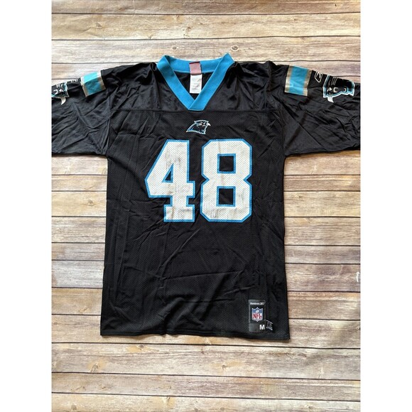Vintage Reebok Carolina Panthers Jersey 48 Medium Stephen Davis #48 Used Black - Picture 1 of 9